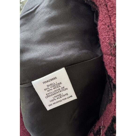 Y2K Pendleton Womens XL Wool Blend Floral Blazer ButtonUp Maroon & Black Vines - Picture 3 of 6
